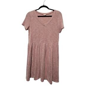 Anthropologie Caution To The Wind Skater Dress Womens MED Pink Stripe Stretchy